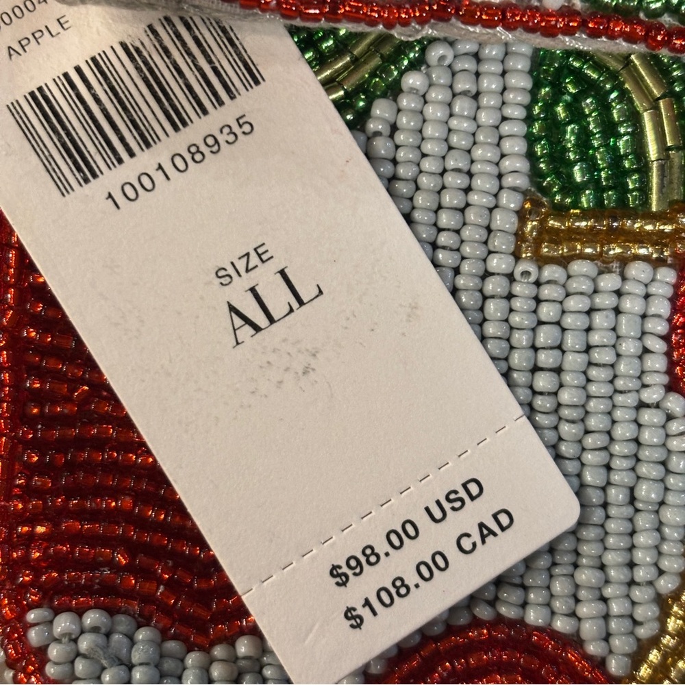 Anthropologie Fiona Beaded Bag – Apple Pattern NWT ✨🍎 - Picture 7 of 7